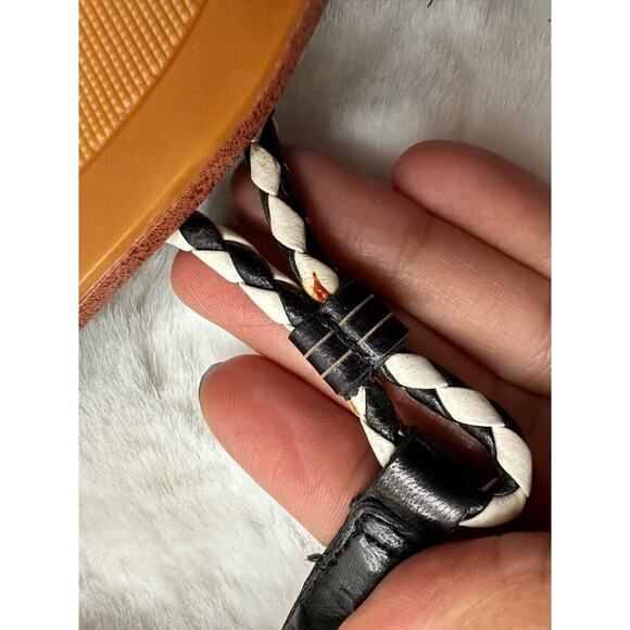 Lauren Ralph Lauren‎ T-Straps Alexa Black & White Leather Sandals Size US 8 - Picture 5 of 6